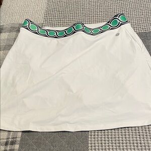 Talbots White Mini Skirt with Green and Black Waistband